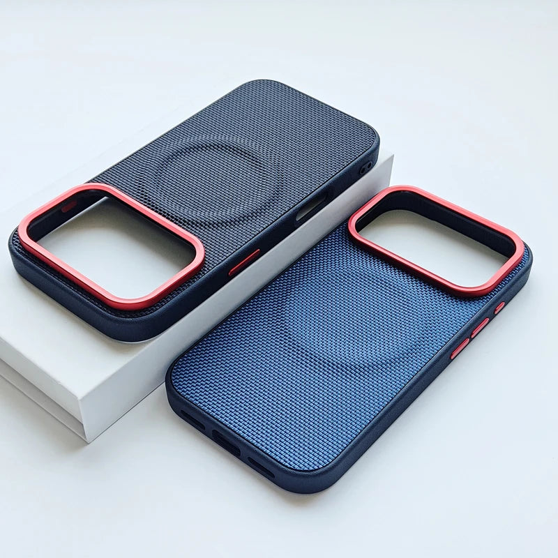 For iPhone 17 Pro Max 17 Air Case Luxury Magnetic Soft TPU+Nylon Woven Leather