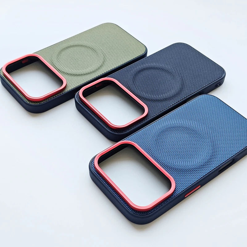 For iPhone 17 Pro Max 17 Air Case Luxury Magnetic Soft TPU+Nylon Woven Leather