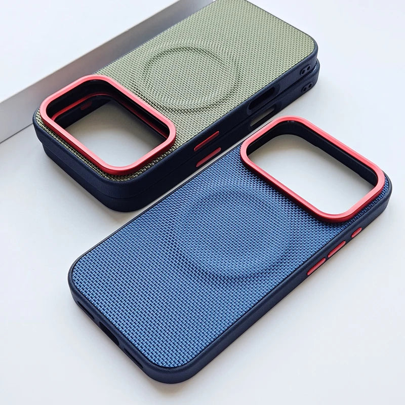 For iPhone 17 Pro Max 17 Air Case Luxury Magnetic Soft TPU+Nylon Woven Leather