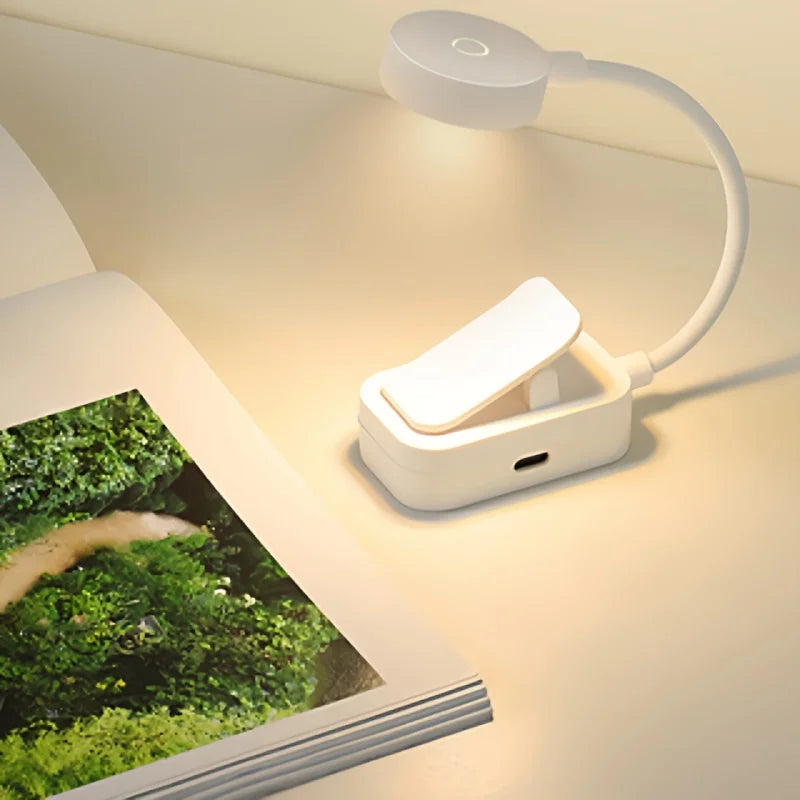 Folding Mini Clip Book Lamp USB Rechargeable LED Night Light 3 Modes Eye Protection Stepless Dimmable Flexible Bedroom Reading