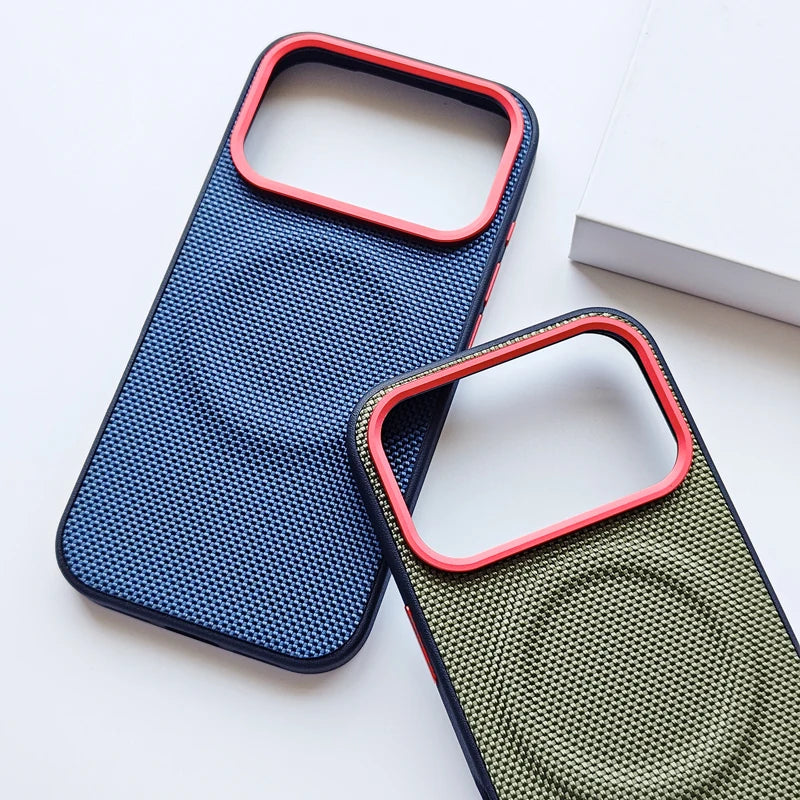 For iPhone 17 Pro Max 17 Air Case Luxury Magnetic Soft TPU+Nylon Woven Leather