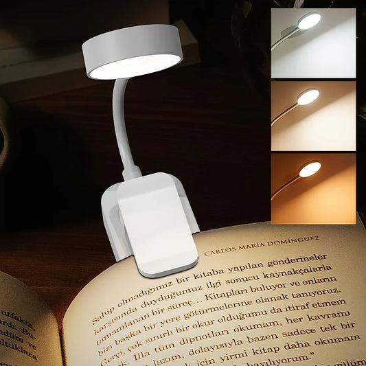 Folding Mini Clip Book Lamp USB Rechargeable LED Night Light 3 Modes Eye Protection Stepless Dimmable Flexible Bedroom Reading