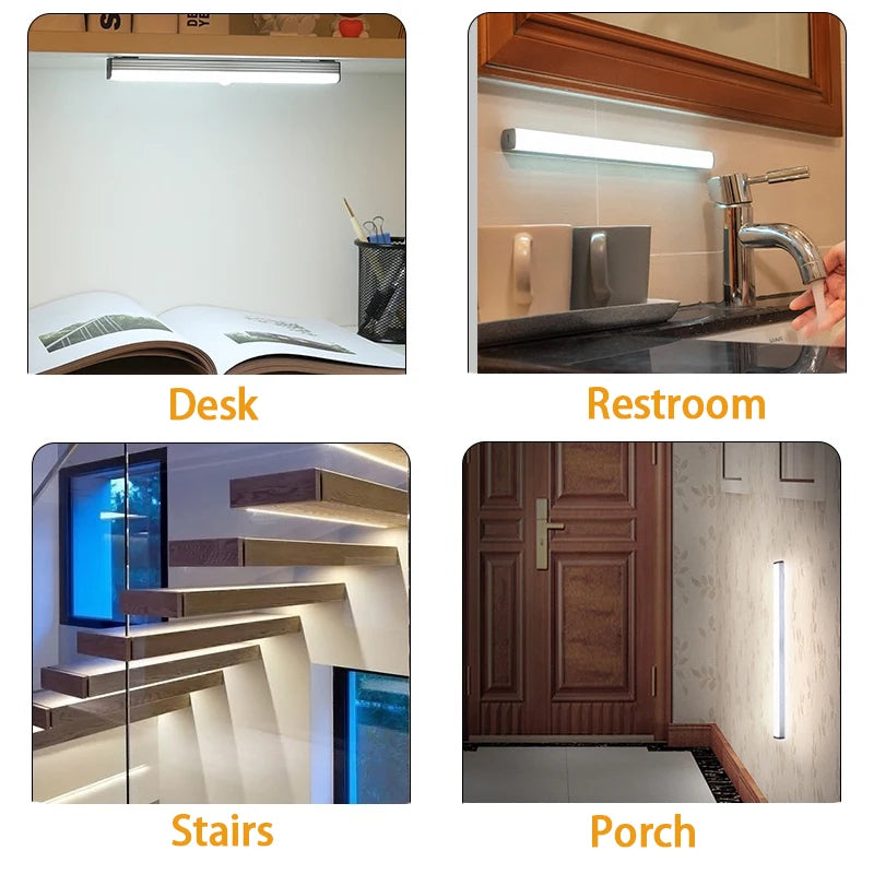 Wireless LED Night Light Type C Rechargeable Light Cabinet Wardrobe Lamp Staircase Backlight For Kitchen