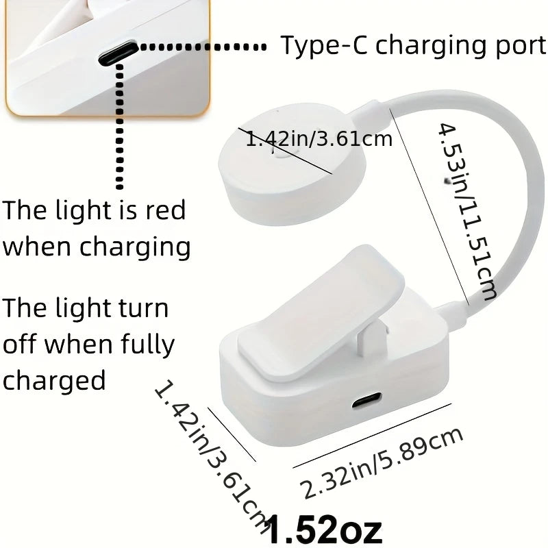 Folding Mini Clip Book Lamp USB Rechargeable LED Night Light 3 Modes Eye Protection Stepless Dimmable Flexible Bedroom Reading