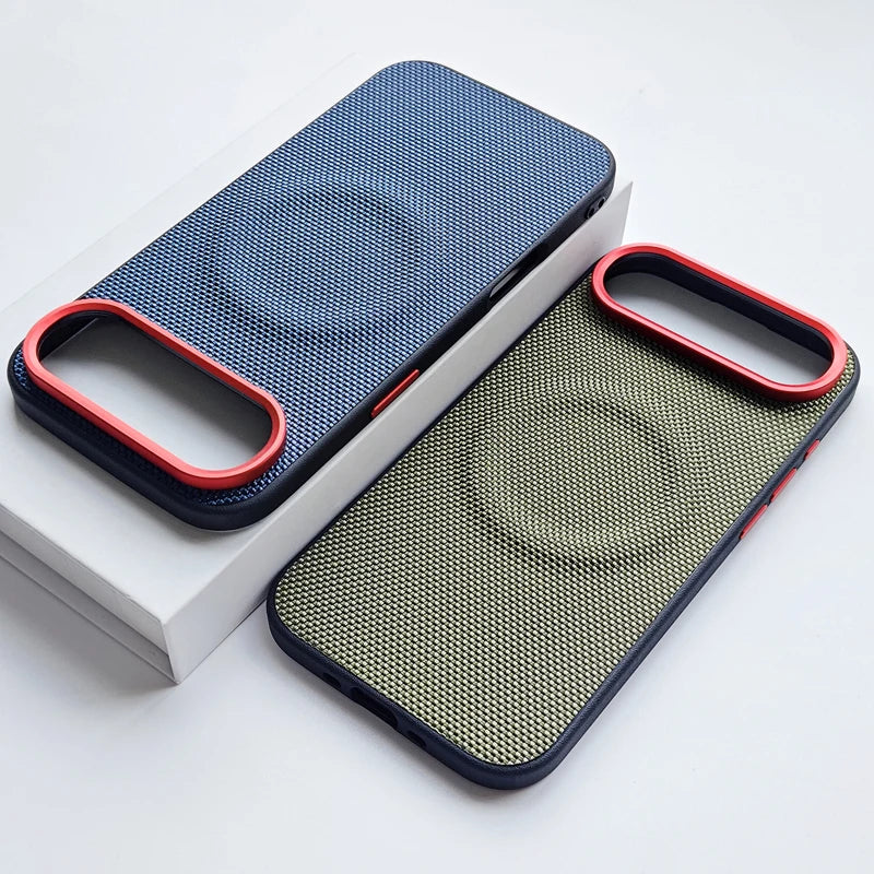For iPhone 17 Pro Max 17 Air Case Luxury Magnetic Soft TPU+Nylon Woven Leather