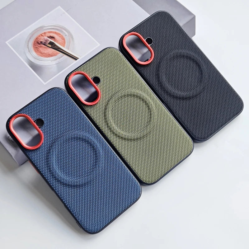 For iPhone 17 Pro Max 17 Air Case Luxury Magnetic Soft TPU+Nylon Woven Leather